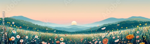 Abstract flower meadow field on a beautiful landscape