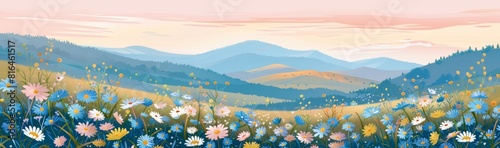 Abstract flower meadow field on a beautiful landscape