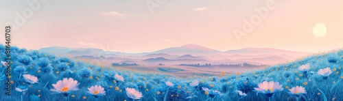 Abstract flower meadow field on a beautiful landscape