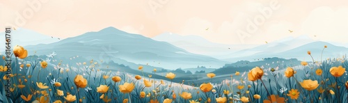 Abstract flower meadow field on a beautiful landscape