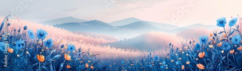 Abstract flower meadow field on a beautiful landscape