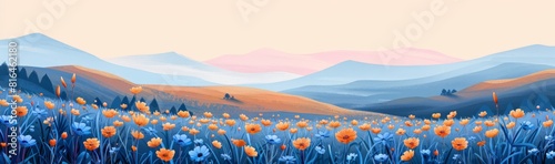 Abstract flower meadow field on a beautiful landscape