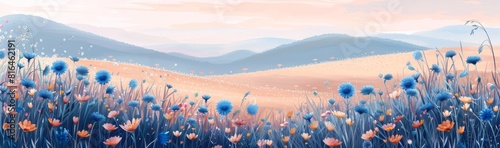 Abstract flower meadow field on a beautiful landscape