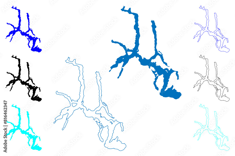 Lake OHiggins or San Martin Lake (South America, Argentine Republic, Argentina, Chile, Patagonia) map vector illustration, scribble sketch O'Higgins or San Martín Lake map