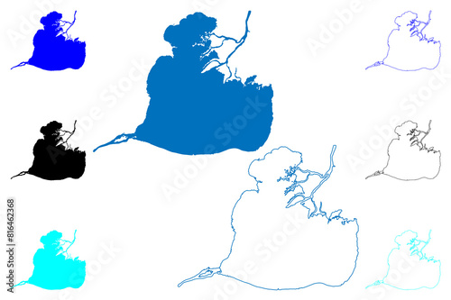 Lake St. Clair(Canada, United States, North America, us) map vector illustration, scribble sketch Lac Sainte-Claire or Saint Clair map