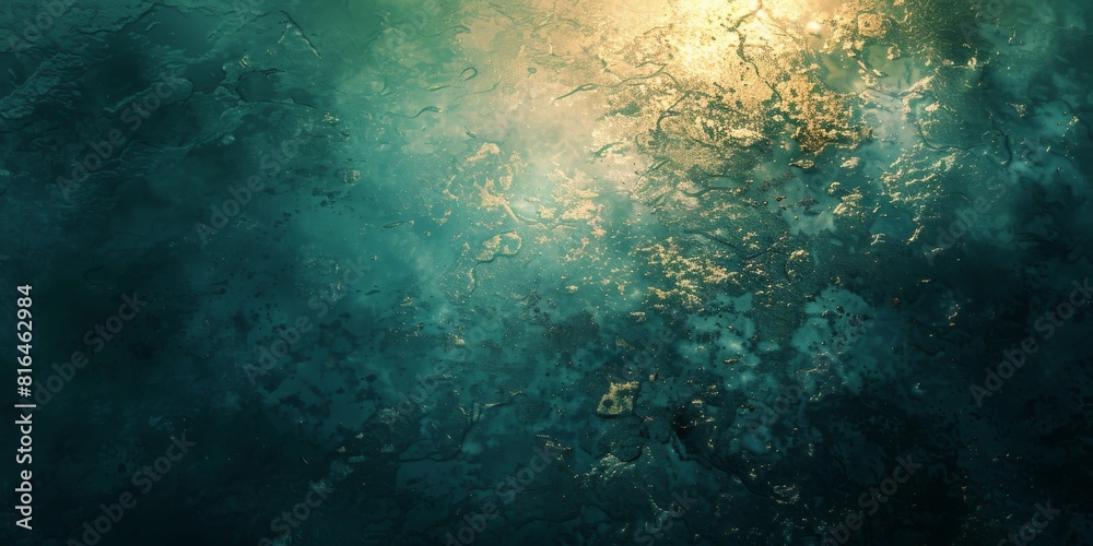 Abstract textured background wallpaper. Colorful paint wall with starry night colors. Underwater sunbeam in teal and gold. Abstract textured background wallpaper. Colorful paint wall with starry night colors. Underwater sunbeam in teal and gold.