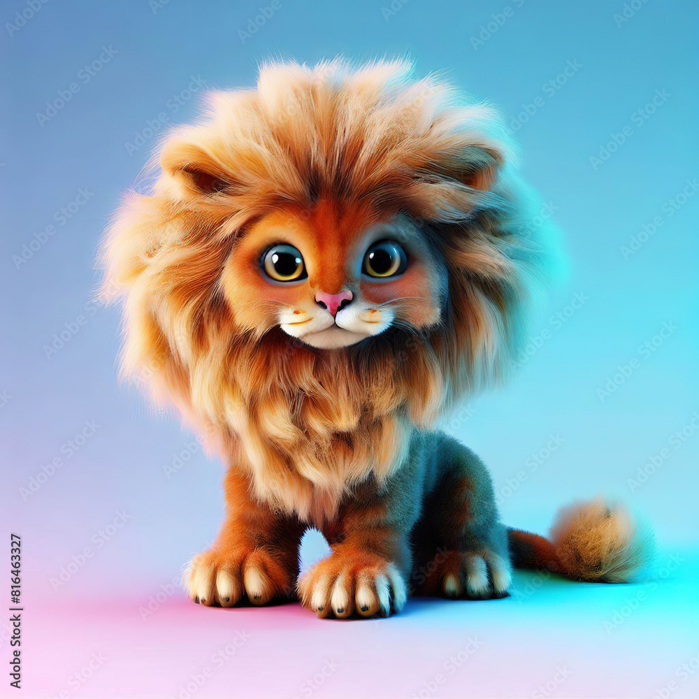 Obraz premium 3D furry forest animal with beautiful colors and white background. with Generative AI technology
