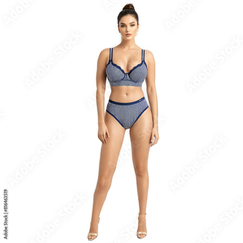 Striped Cotton Bra Boxer Soft lightweight cotton bra and boxer set in a classic navy