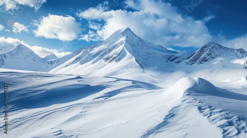 Mountain covered in snow photo