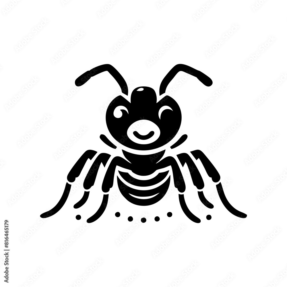 Black ant logo design. Vector illustration of a black silhouette ant Black ant logo design. Vector illustration of a black silhouette ant
