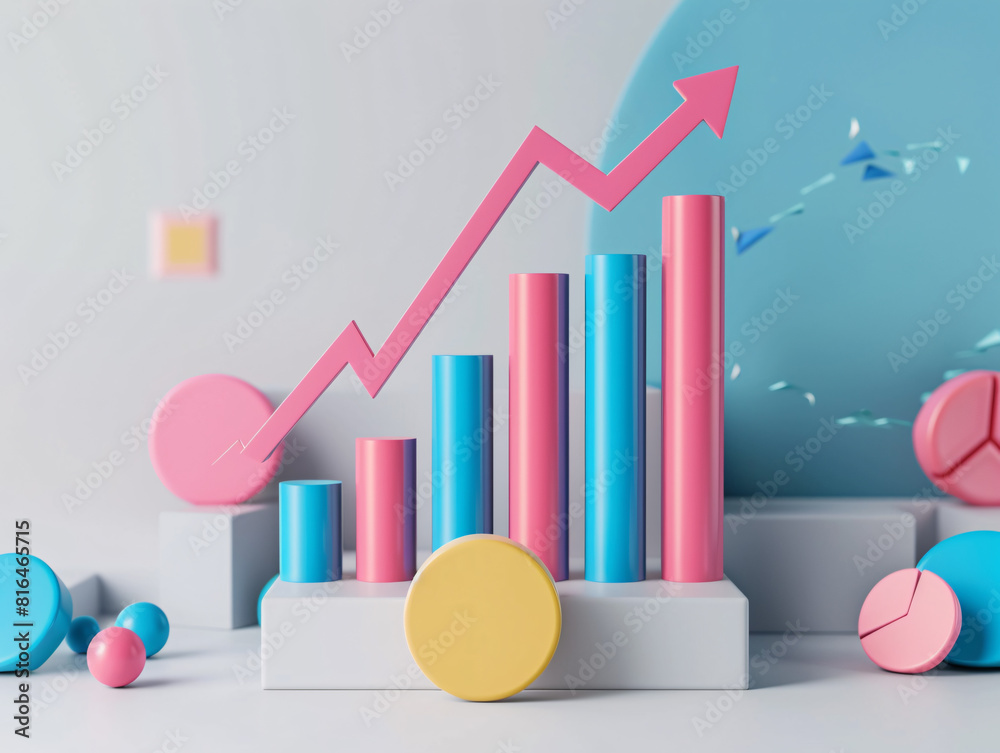 Columnar line financial 3D data chart
Columnar line financial 3D data chart
