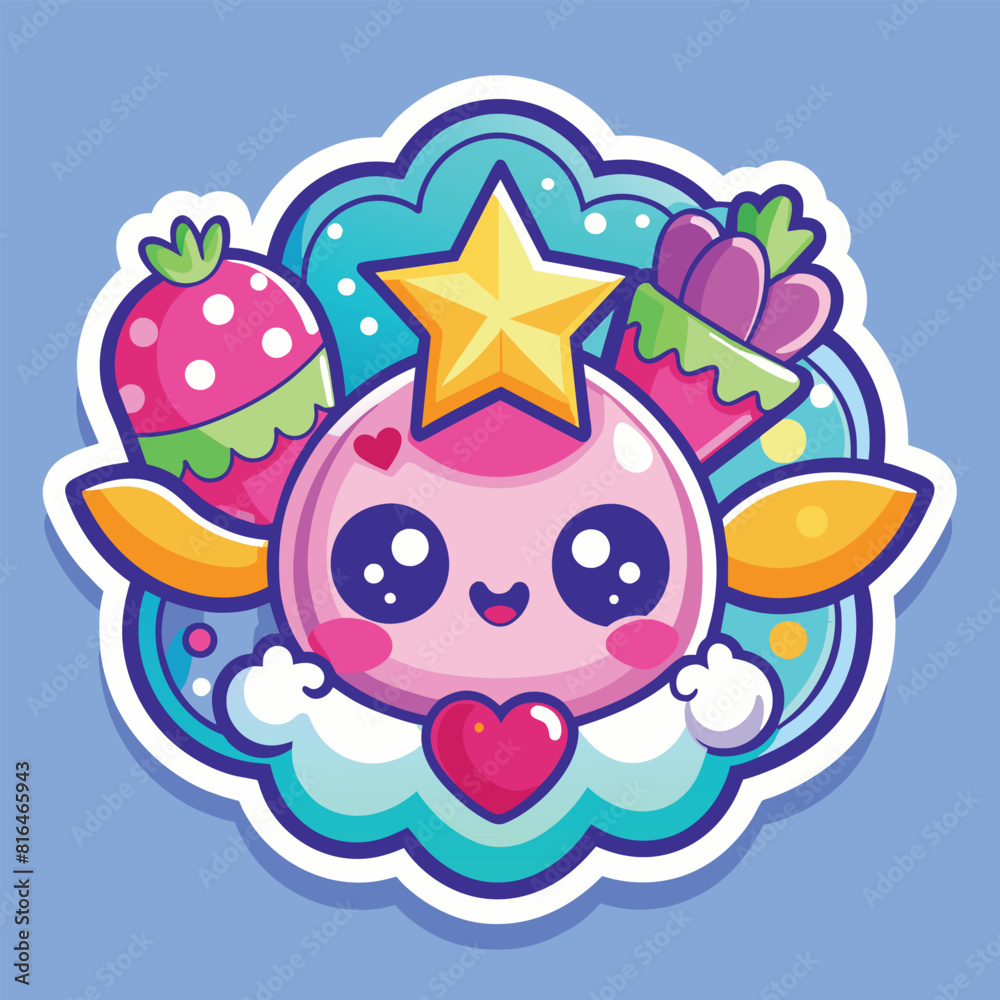 illustration of a cute trending and aesthetic sticker retro color illustration of a cute trending and aesthetic sticker retro color
