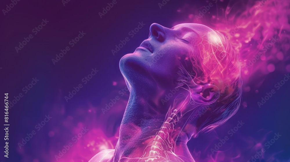 banner background of Fibromyalgia Awareness Day theme banner design for microstock, no text, and wide copy space, [A person symbolizing the anxiety often associated with fibromyalgia banner background of Fibromyalgia Awareness Day theme banner design for microstock, no text, and wide copy space, [A person symbolizing the anxiety often associated with fibromyalgia
