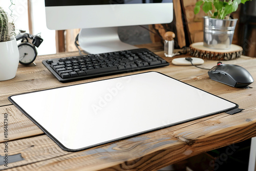 White Mouse Pad Desk Mat Blank Mockup