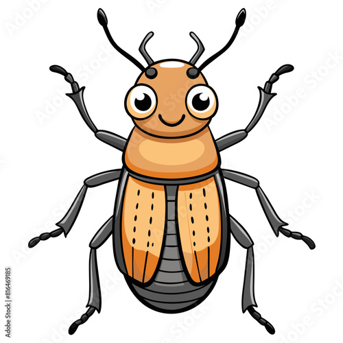 Cute Hand Drawn Animalມ Asian Longhorn Beetle
Cartoon Vector Illustration