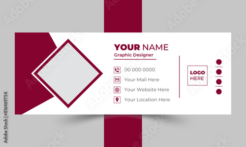 Modern and minimalist email signature or email footer template and Business email signature with an author photo place modern and minimal layout