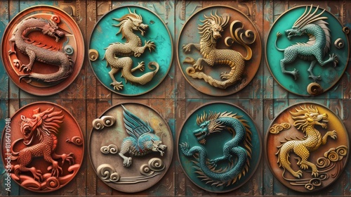12 Chinese zodiac signs design photo