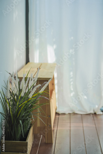 nature concept with flower and wood chair in livingroom