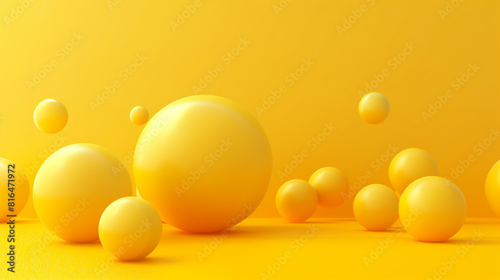 Abstract 3d render of composition with yellow spheres, modern background design. Abstract 3d render of composition with yellow spheres, modern background design.