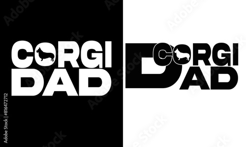 Schilderij op canvas Corgi Dad lover design.Fathers day Design.
