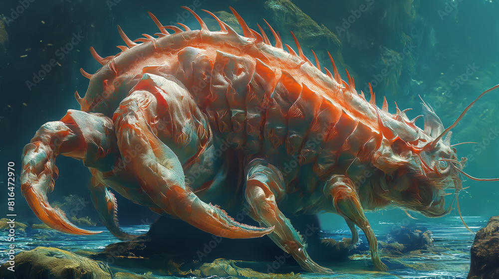 Scientific illustration of Anomalocaris: Based on fossil evidence and current research. Scientific illustration of Anomalocaris: Based on fossil evidence and current research.
