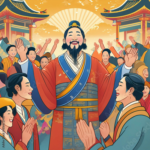 Genghis Khan receiving praise from his subjects