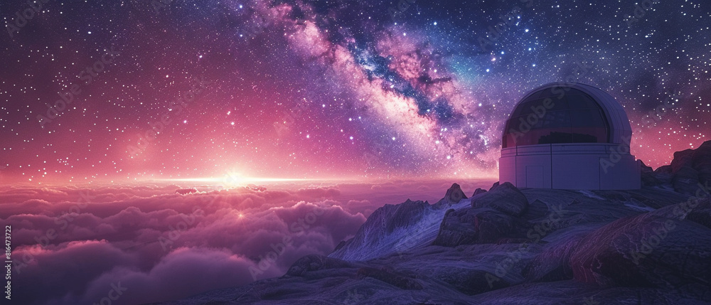 Night sky observation, concept of celestial wonder, focus on, remote observatory, surreal, Composite, starry heavens Night sky observation, concept of celestial wonder, focus on, remote observatory, surreal, Composite, starry heavens