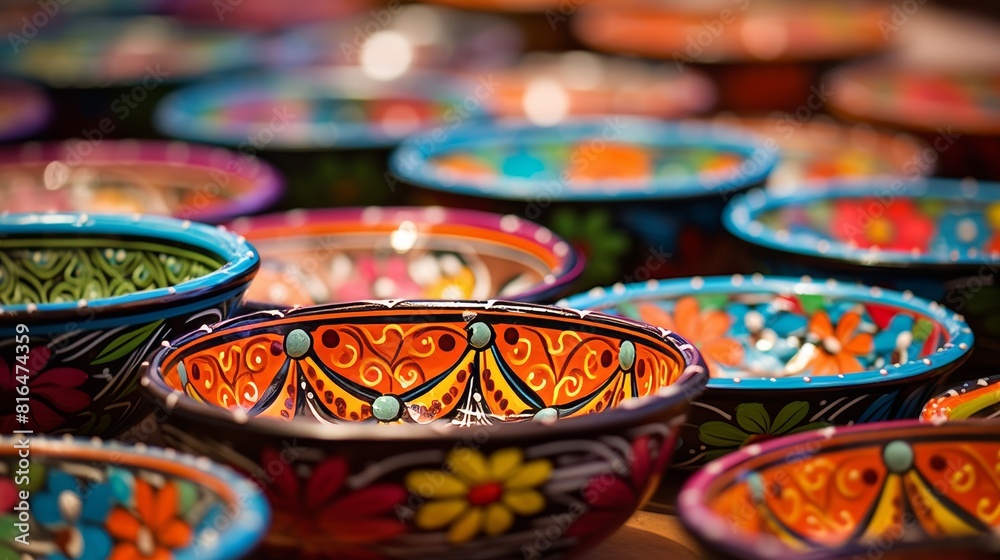 Authentic mexican handcrafted pottery with intricate patterns and vibrant colors Authentic mexican handcrafted pottery with intricate patterns and vibrant colors