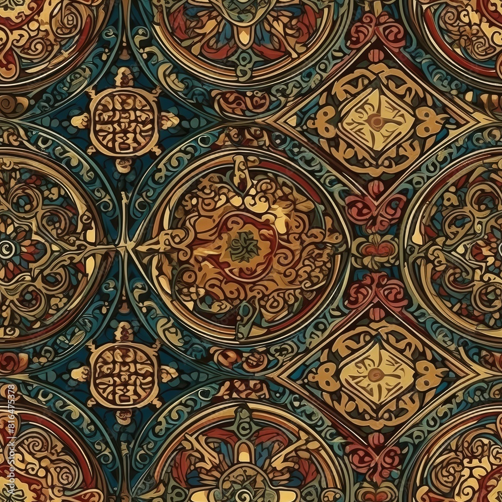 Seamless medieval pattern, ornament, texture, background.