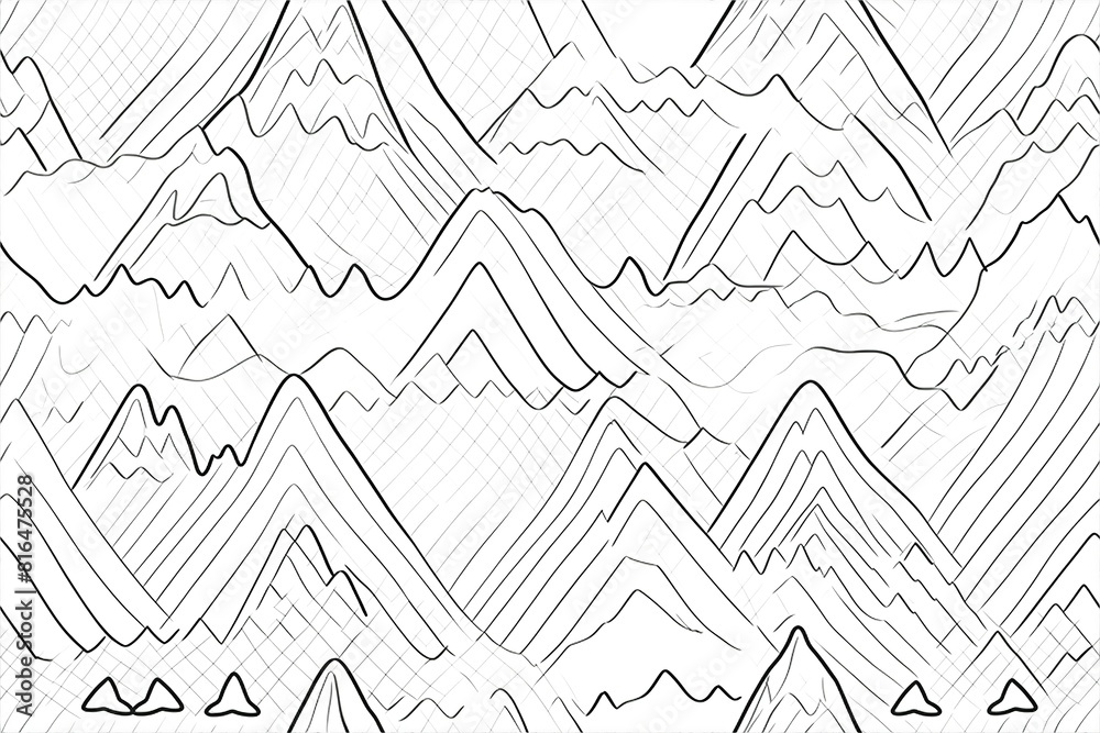 Minimalist Line Art Depicting Serene Mountain Landscapes