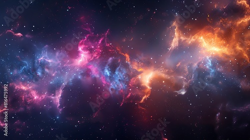 Abstract cosmic background  deep space colors with swirling gases and stars