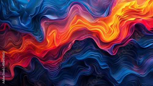 Abstract wave pattern, flowing lines and vibrant colors with a sense of movement