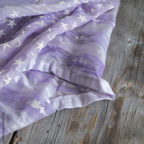 Lavender and white nes on a vintage wood table  Memorial Day. photo