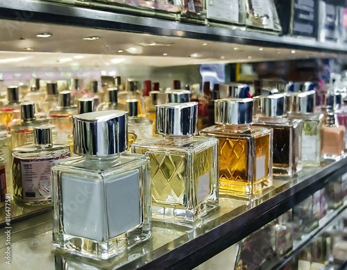 Sensory Delights: Close-up Shot of Estee Lauder Perfumes in Phuket Duty-Free photo