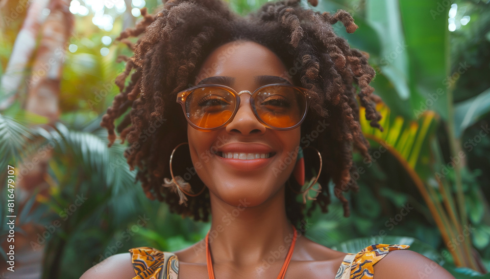 Stylish young woman marks national selfie day with a beaming smile ...
