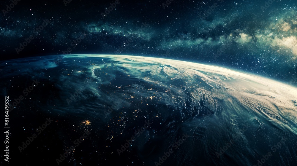 Fototapeta premium portrait of planet earth horizon in space