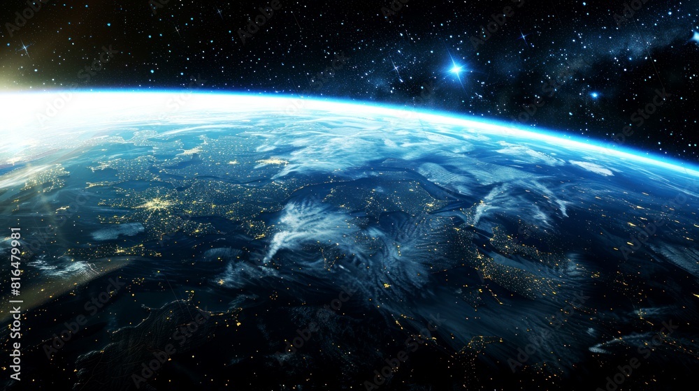 Fototapeta premium portrait of planet earth horizon in space