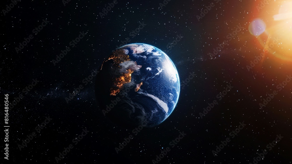 Fototapeta premium portrait of planet earth horizon in space