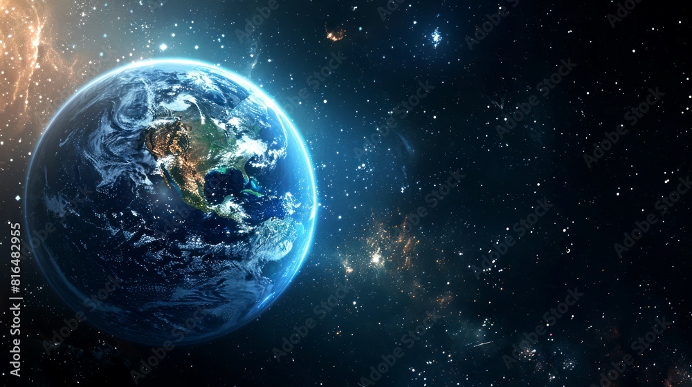 Fototapeta premium portrait of planet earth horizon in space