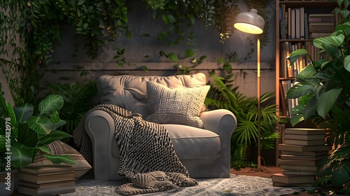 Escape to a Cozy BohoInspired Bedroom Nook A D Rendering of Relaxation and Introspection photo