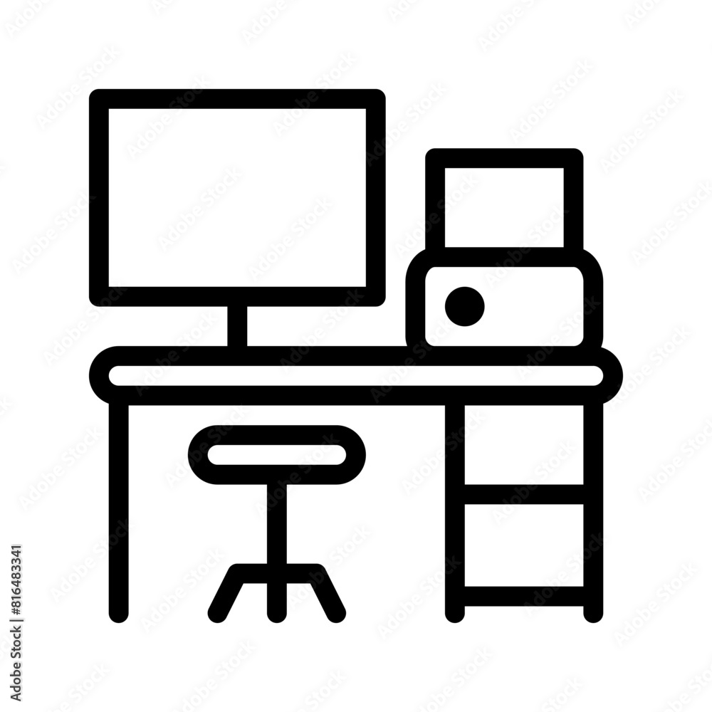 Workdesk icon. Place of work office table desk. suitable for website, logo, app, template and UI design. Workdesk icon. Place of work office table desk. suitable for website, logo, app, template and UI design.