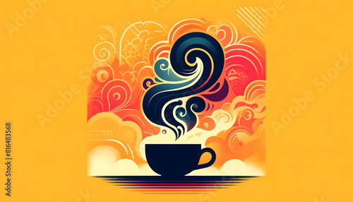 Coffee brew vector illustration art  cozy aroma relaxation Wallpaper 4K Background Generative AI
