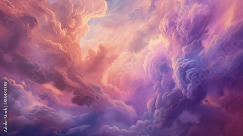 Background of Renaissance Cloud painting: Lilac, Purple, Pink & Rose - Art