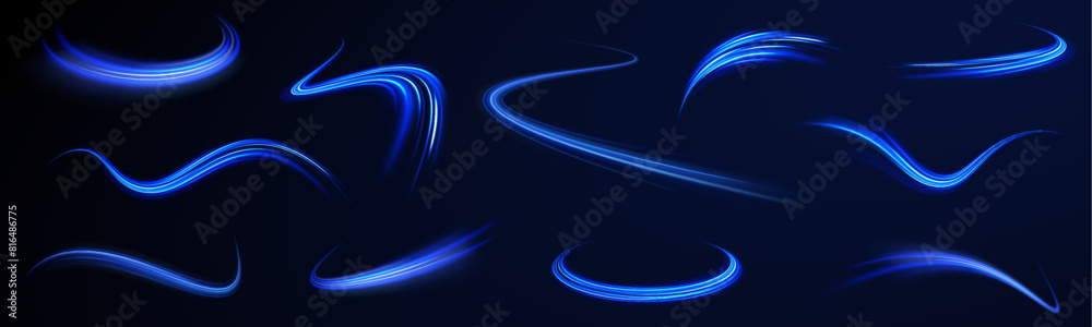 Futuristic neon light line trails. semicircular wave, light trail curve swirl, optical. Neon color glowing lines background, Purple glowing wave swirl, impulse cable lines. Futuristic neon light line trails. semicircular wave, light trail curve swirl, optical. Neon color glowing lines background, Purple glowing wave swirl, impulse cable lines.