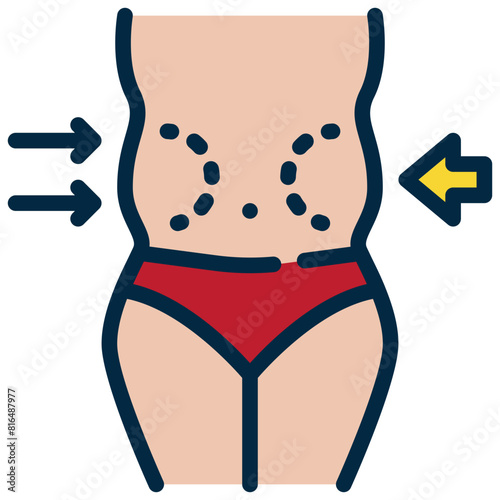 fat liposuction surgery cosmetic beauty filled outline