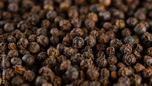 Heap of Peppercorn top view. Flavourful and aromatic black pepper © Евгений Логвиненко