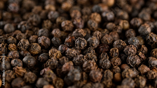 Heap of Peppercorn top view. Flavourful and aromatic black pepper