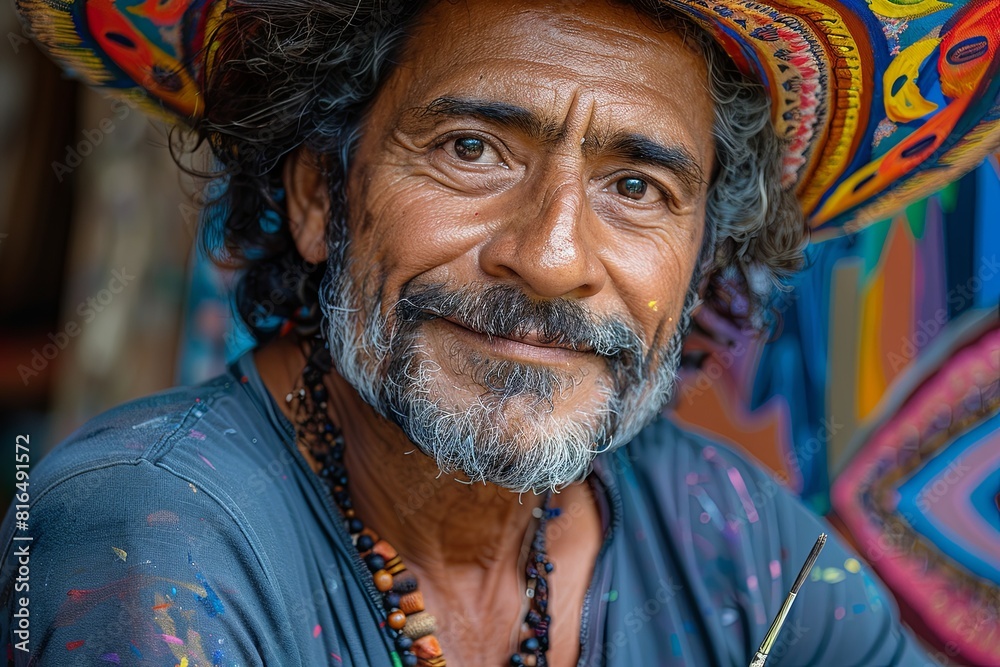Colorful Character Creation: Closeup Painting on Canvas Colorful Character Creation: Closeup Painting on Canvas