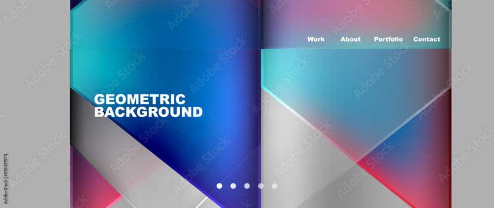 Fototapeta premium Metal triangles with colorful bright triangles. Geometric modern minimalist design template