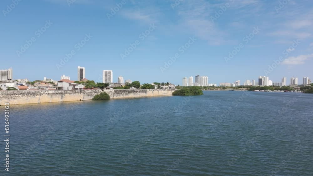 Oversea view at cityscape and Castillo San Felipe de Barajas in distance, Cartagena Oversea view at cityscape and Castillo San Felipe de Barajas in distance, Cartagena
